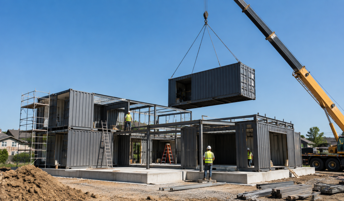 A picture showing machines handling containers