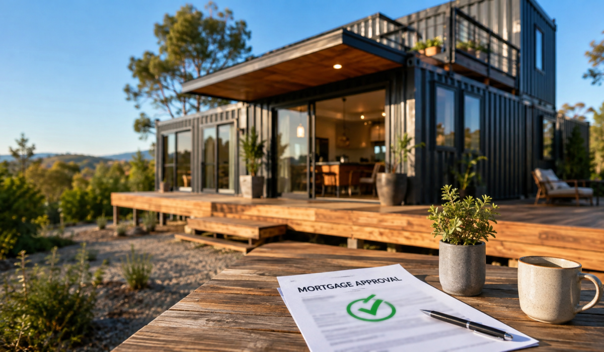 a sunny day container home display